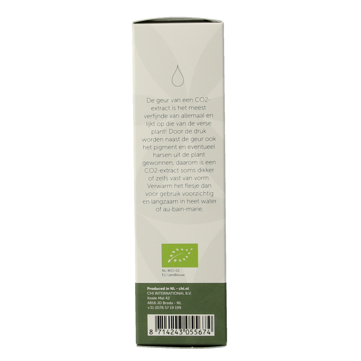 Chi Vanille bio 12% CO2 essential oil in 2.5ml bottle, showcasing the amber glass container and product label.