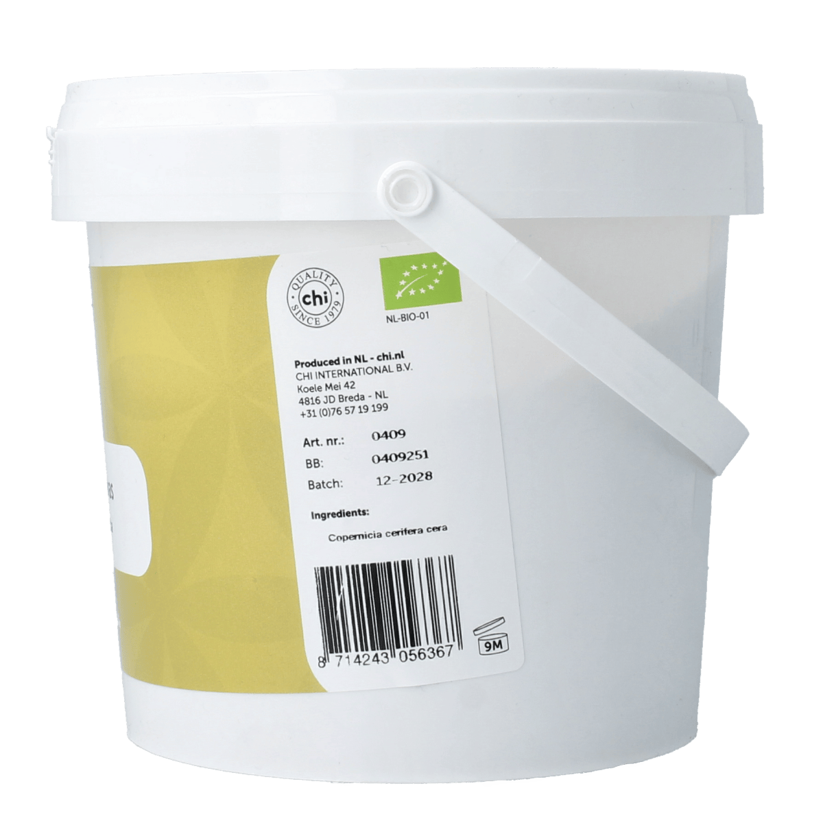 Chi Carnauba Bio body care product in a 400g container, featuring natural ingredients and eco-friendly packaging.
