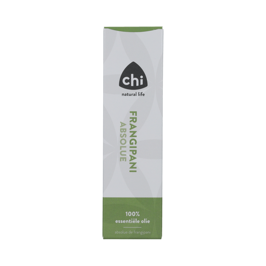 Chi Frangipani Absolue essential oil bottle, 2.5ml, showcasing the packaging and product label.