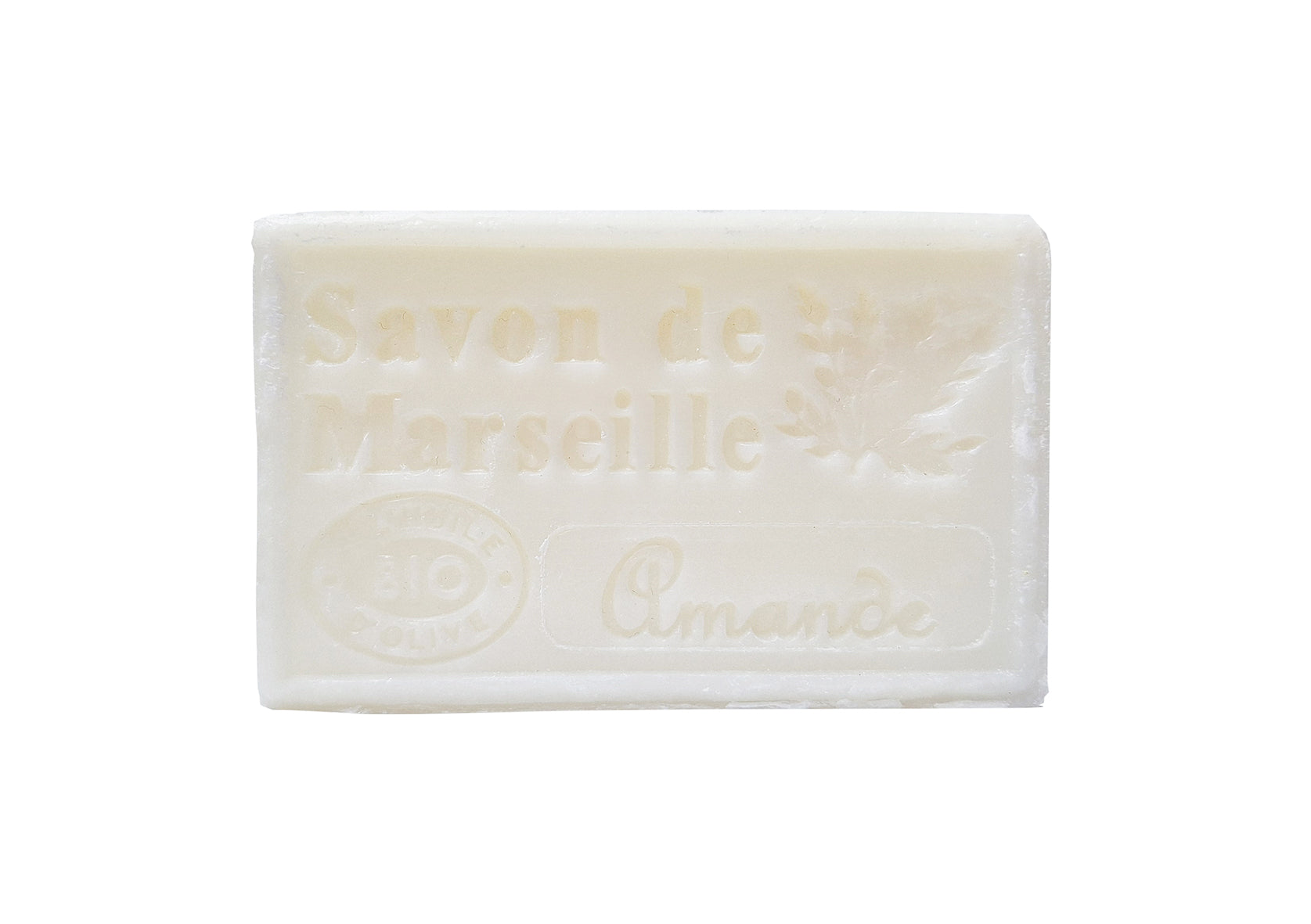Aroma Vera Marseillezeep amandel bio soap in 125g, featuring natural almond ingredients and traditional soap design.