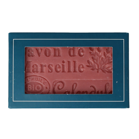 Aroma Vera Marseillezeep calendula bio soap bar, 125g, featuring natural calendula ingredients with a traditional soap appearance.