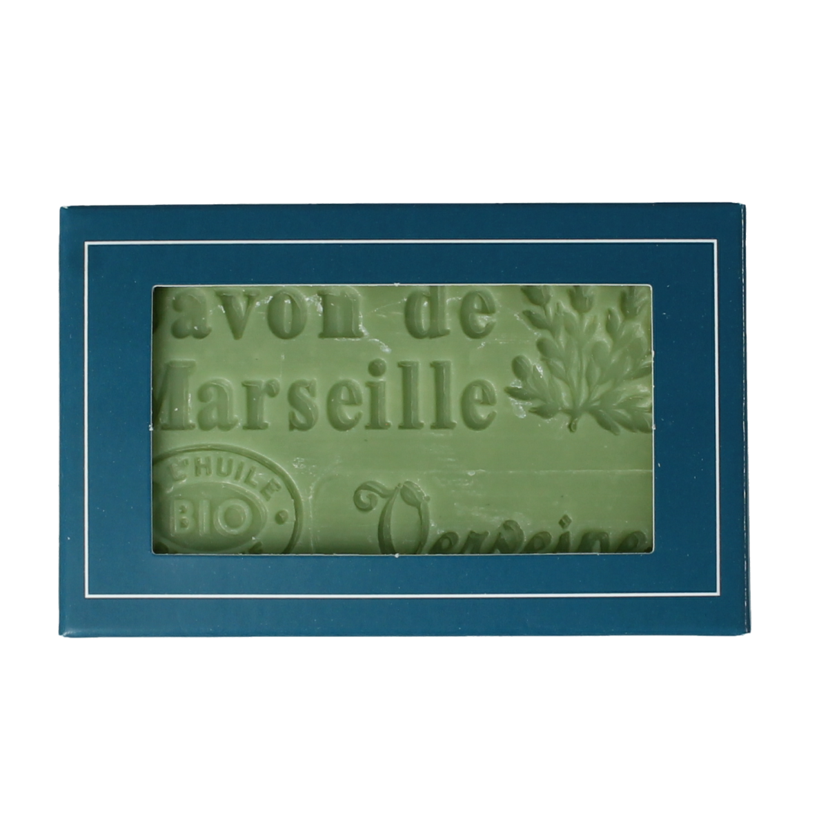 Aroma Vera Marseillezeep verveine bio natural soap bar, 125g, with fresh green verveine leaves and herbal scent in a recyclable wrapper.