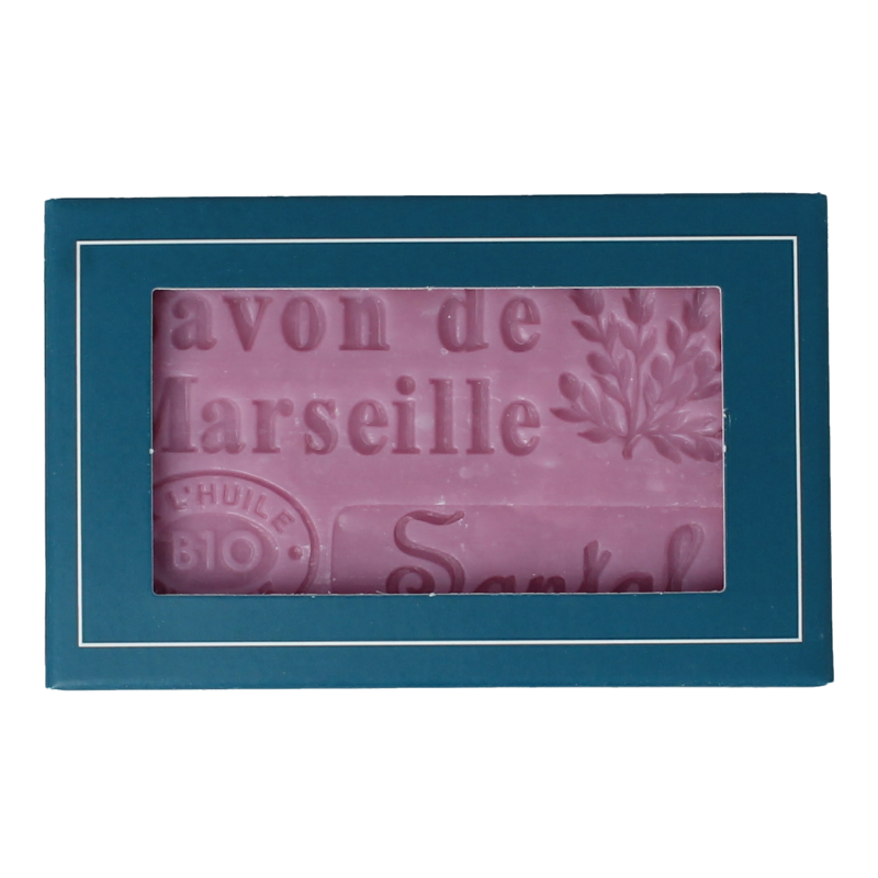 Aroma Vera Marseille soap with sandalwood scent, 125g, natural bio Zeep bar with earthy, aromatic appearance.