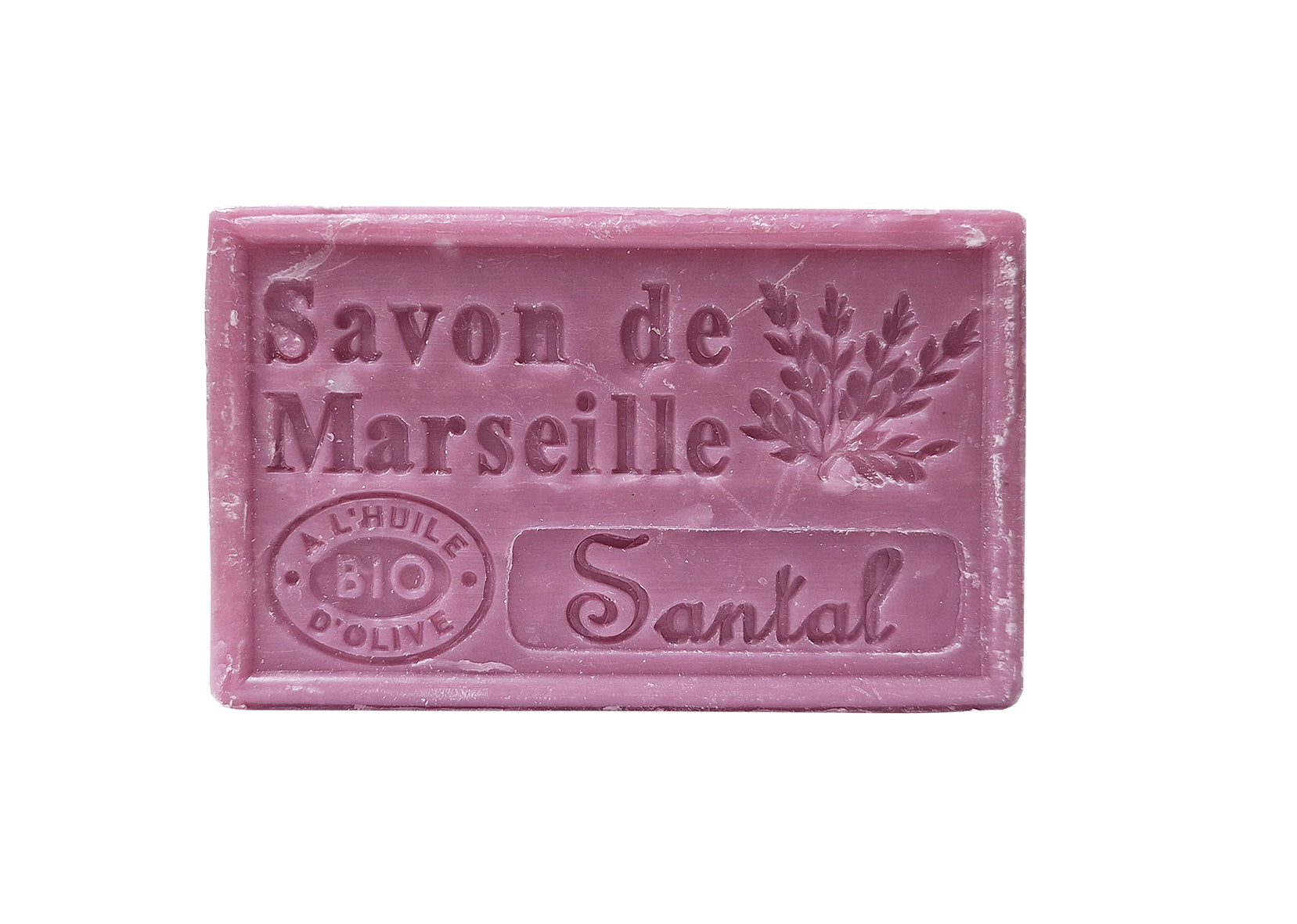 Aroma Vera Marseille soap with sandalwood scent, 125g, natural bio soap in a white and beige packaging.