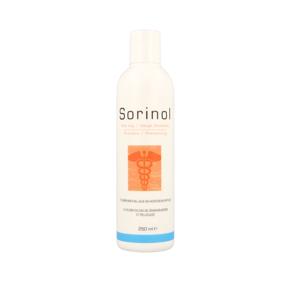 Sorinol Haarverzorging Shampoo Elke Dag 250ml bottle with white and green label, suitable for daily hair care.