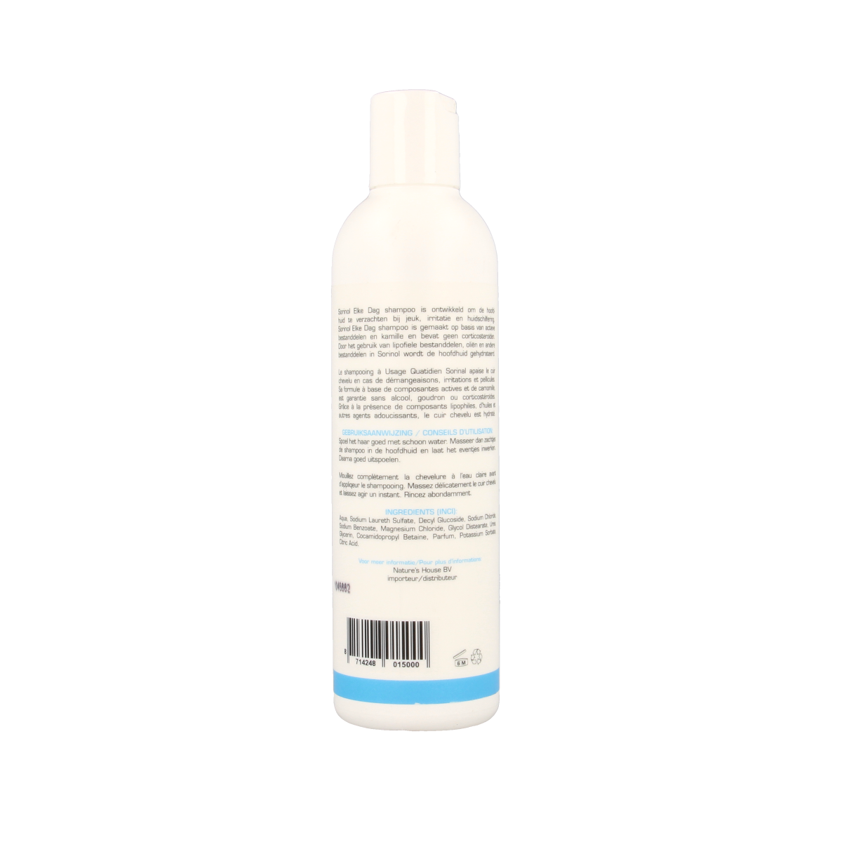 Sorinol Shampoo dagelijks haarverzorging, 250ml bottle, gentle cleansing for healthy hair.