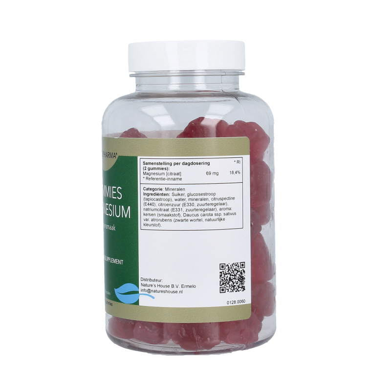 Natupharma Magnesium Gummies with cherry flavor, 60 mineral supplement gummies for magnesium intake.