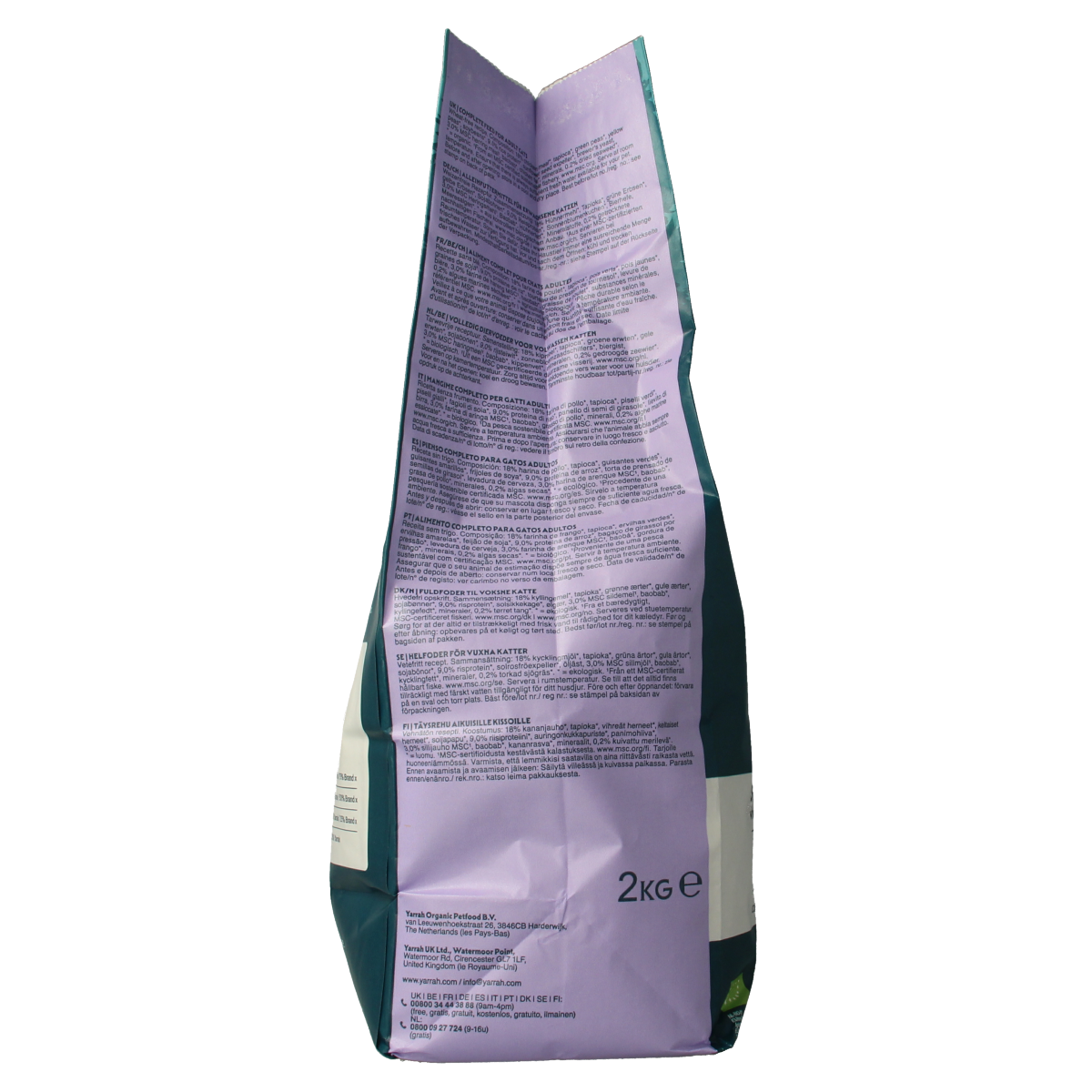 Yarrah wheat-free organic cat food for sterilized cats in a 2000g bag, natural Dierenvoeding from Yarrah with visible packaging.