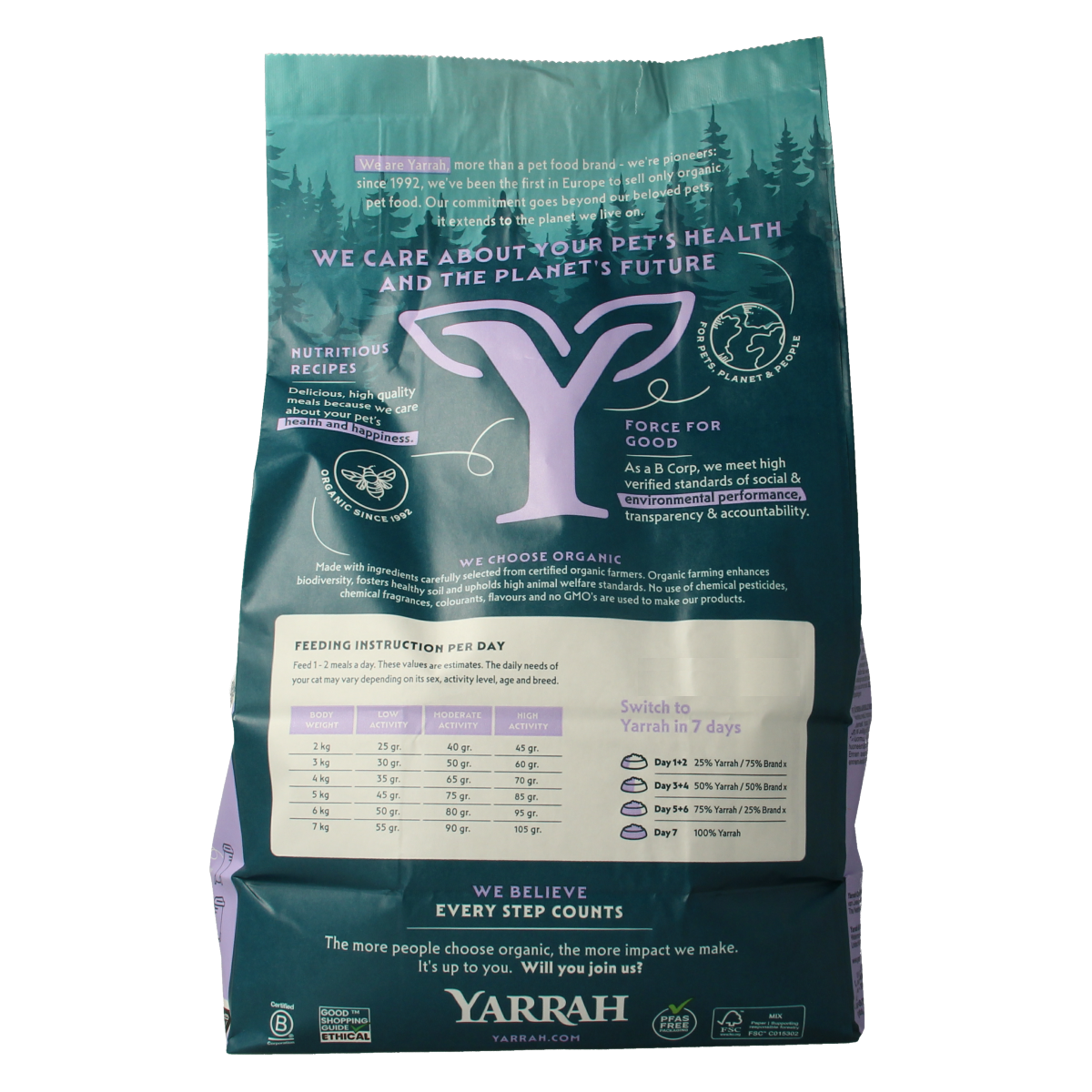 Yarrah wheat-free organic cat food for sterilized cats, 2000 grams, natural ingredients, suitable for sensitive feline diets