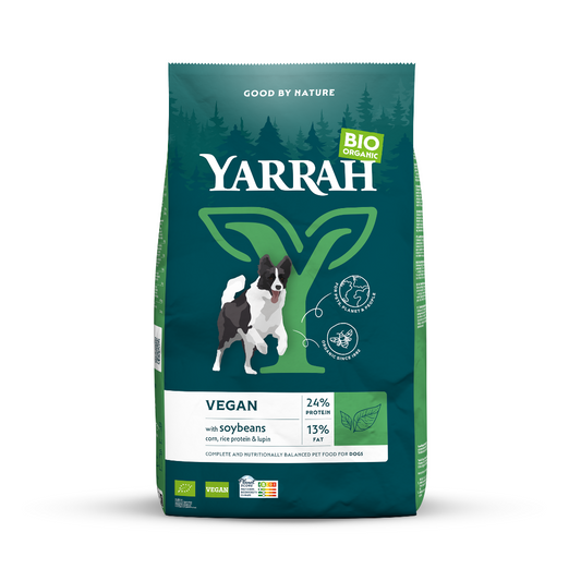 Yarrah Vega Bio dog food in a 10kg bag, organic vegetarian pet food from Yarrah, suitable for dogs.