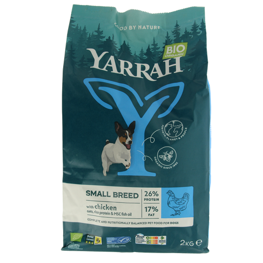 Yarrah small breed dog food with chicken, organic MSC bio, 2000 grams, natural pet nutrition for small dogs