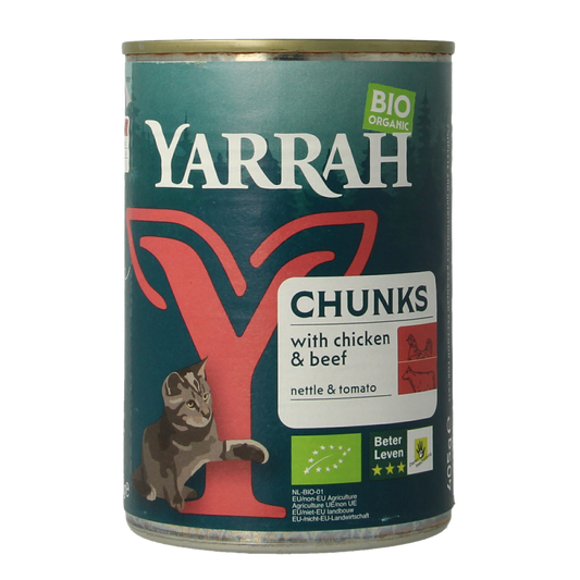 Yarrah Kattenvoer chunks met kip en rund bio 405.00 Gram