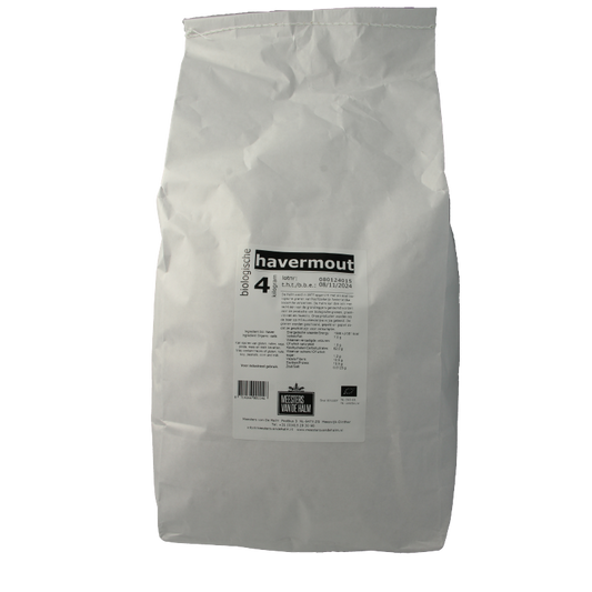 Organic De Halm oatmeal breakfast grains in a 4000g package, showing a close-up of the gluten-free oat flakes.