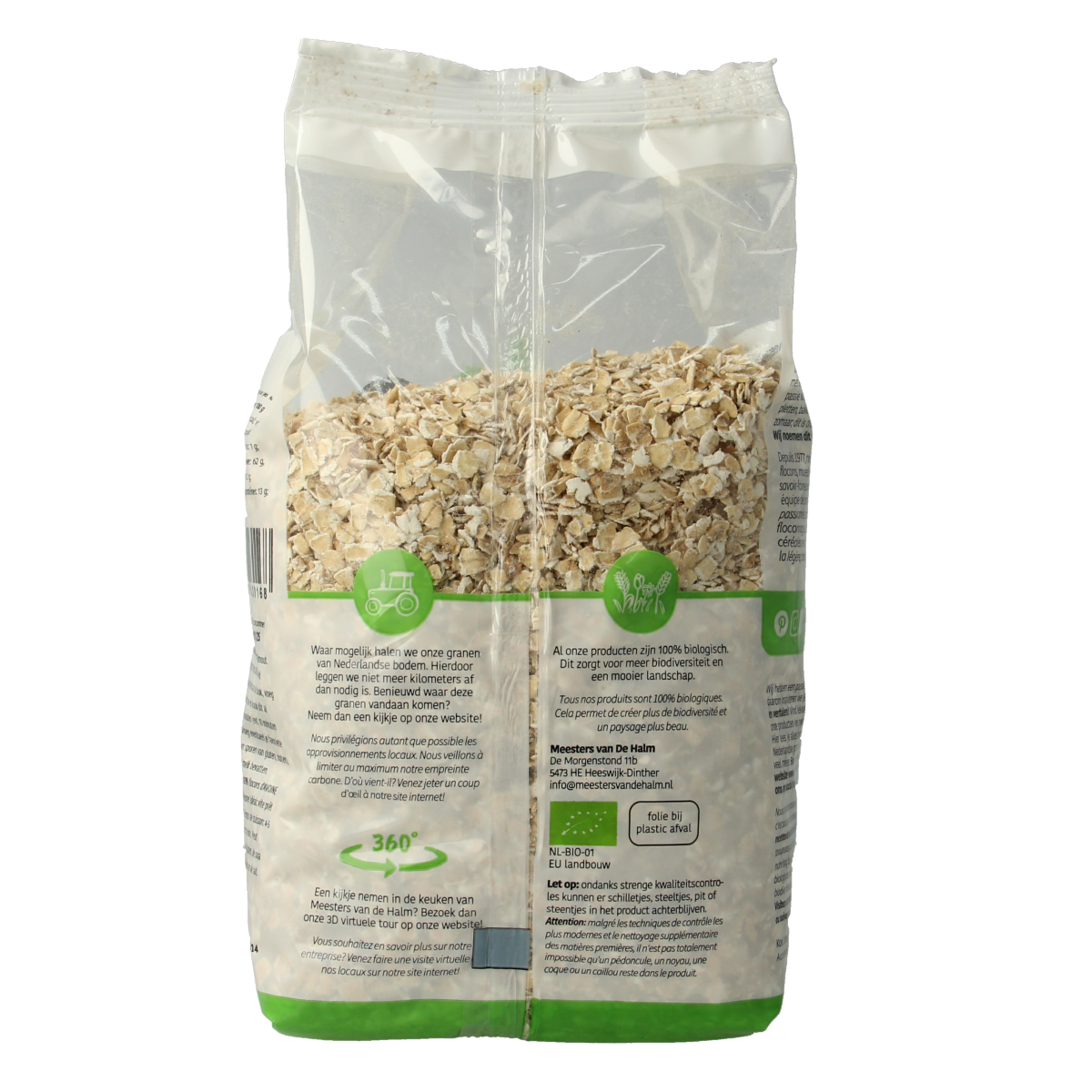 Organic De Halm oat breakfast cereal in a 500g package, featured in a clear image showing the packaging and branding.