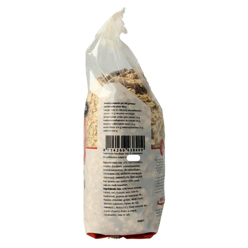 De Halm bio havermuesli ontbijtgranen in 750g package with oats and grains, natural and healthy breakfast option.