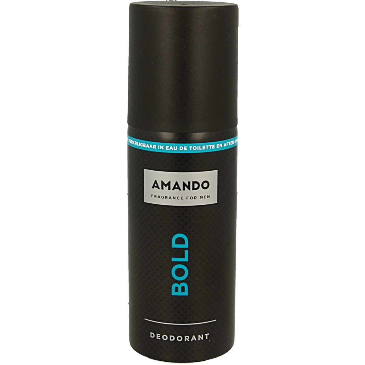Amando bold deodorant spray 150ml bottle with sleek design and clear label, showcasing the deodorant product.