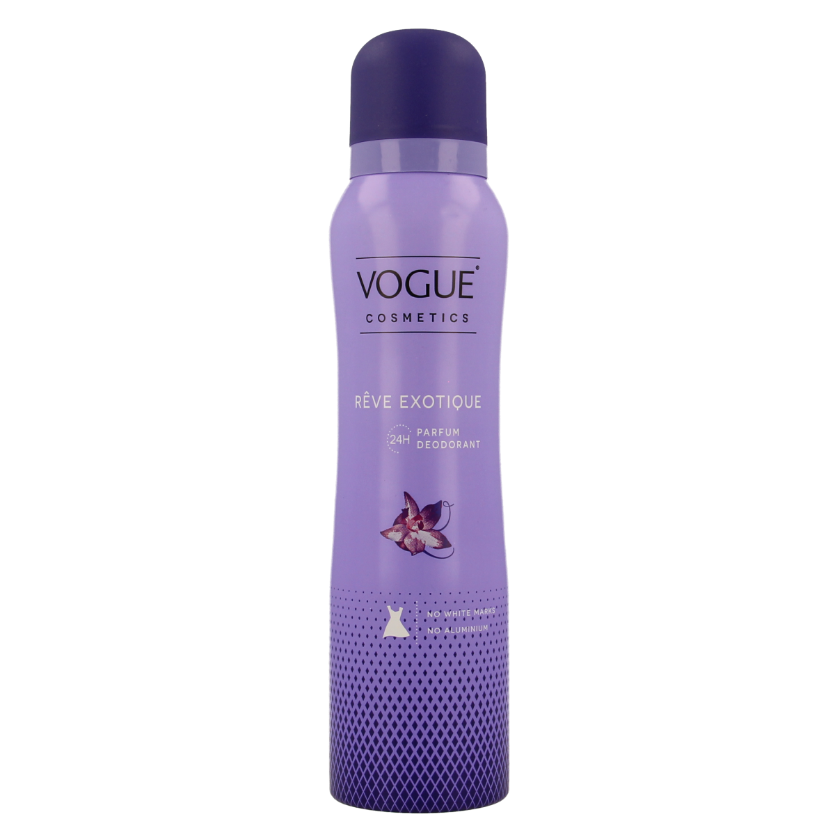 Vogue Parfum deodorant Reve Exolique 150ml spray bottle with elegant packaging and floral fragrance design.