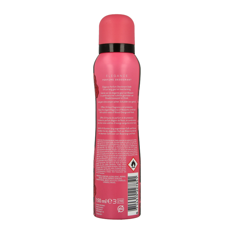 Vogue women’s elegance deodorant spray in a 150ml bottle with sleek packaging and a silver cap.