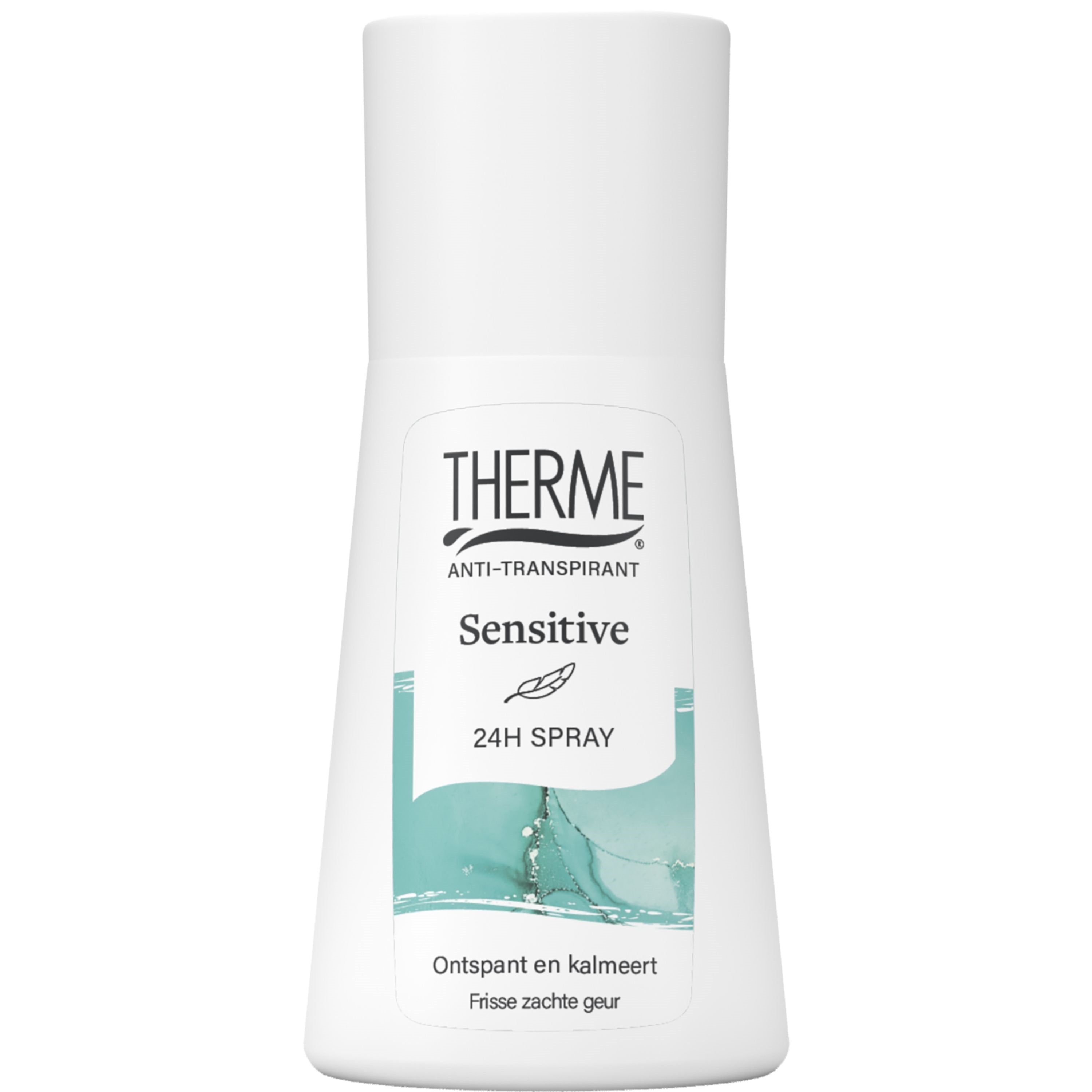 Therme Deospray anti-transpirant sensitive deodorant spray bottle, 75ml, designed for gentle skin and odor protection.