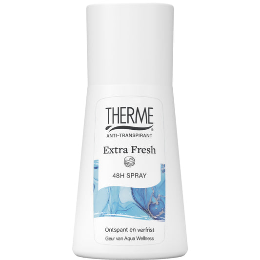 Therme Deospray anti-transpirant in 75ml spray bottle, featuring fresh scent and smooth spray nozzle.
