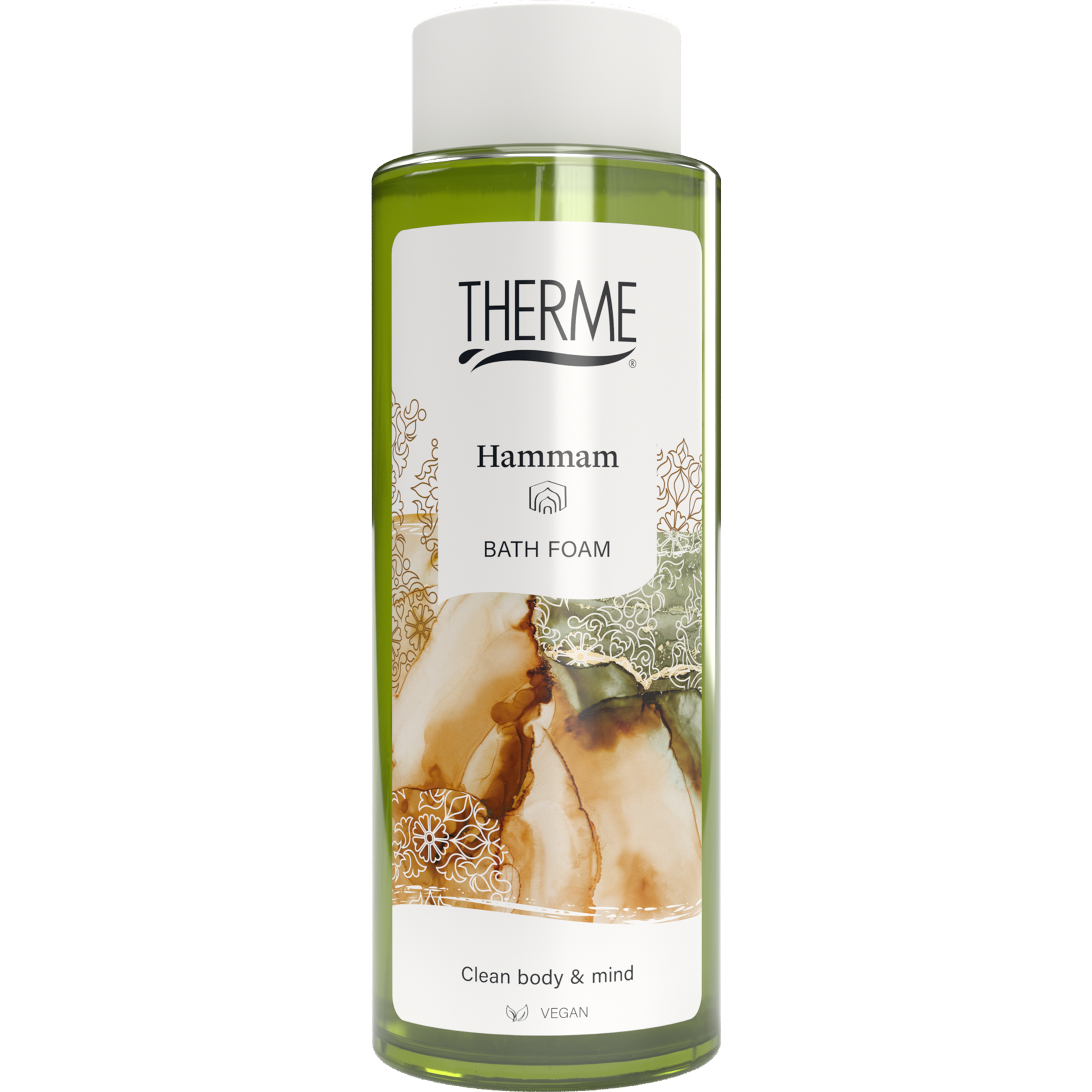 Therme Hammam relaxing foam bath in 500ml bottle, ideal for bath and shower, with soothing and fragrant formula.