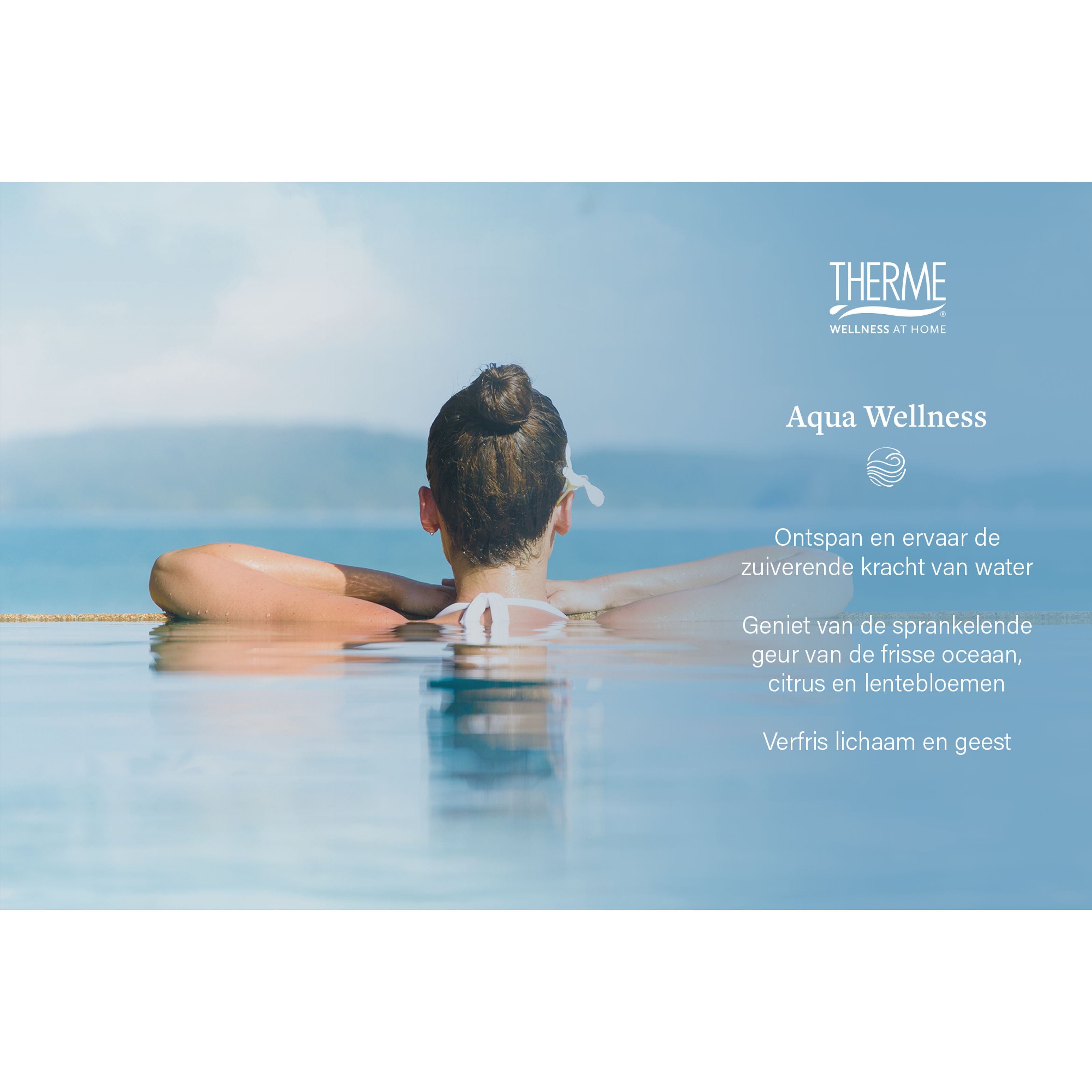Therme Aqua Wellness body mist bottle, 60ml, with a sleek design, ideal for refreshing body care.