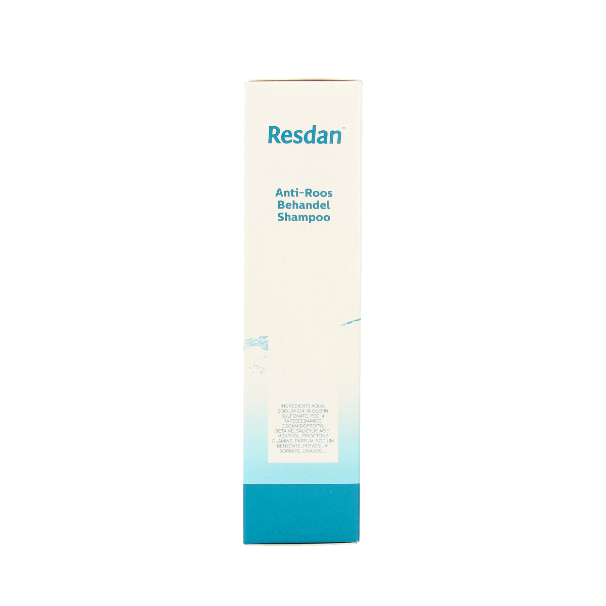 Resdan normal/oily hair shampoo bottle, 125ml, for haircare, with a white and blue label and cap.