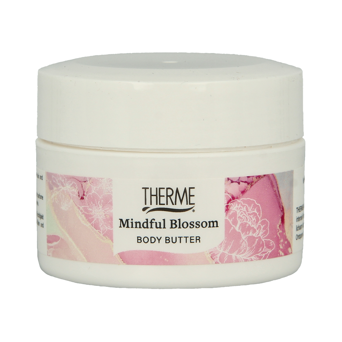 Therme Bodybutter Mindful Blossom 75g with floral scent, creamy texture, and natural ingredients for nourishing skincare.