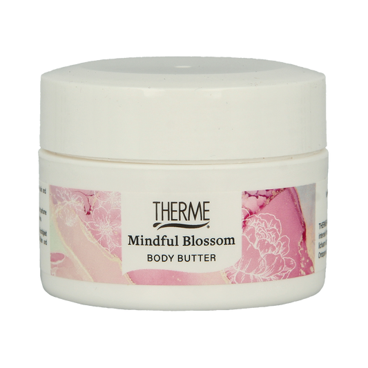 Therme Bodybutter Mindful Blossom 75g with floral scent, creamy texture, and natural ingredients for nourishing skincare.