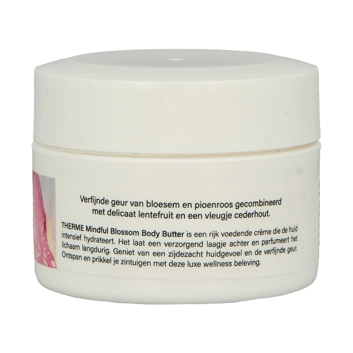 Therme Mindful Blossom Body Butter 75g jar, creamy moisturizer with floral scent, for smooth and nourished skin.