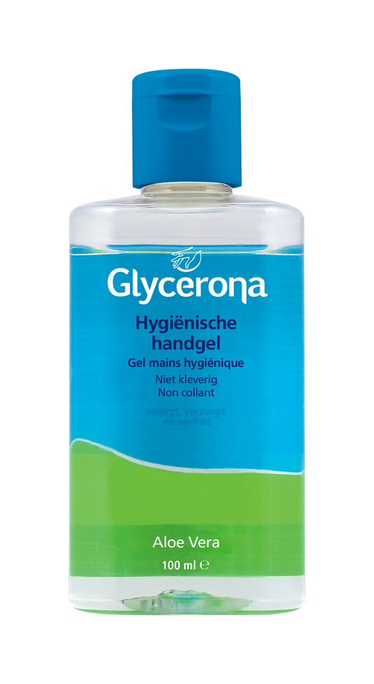 Glycerona Handgel hygienisch in 100ml bottle, hand hygiene and skin care product by Glycerona.