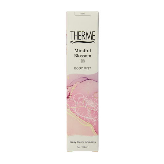 Therme Bodymist Mindful Blossom 60ml, refreshing body spray with floral scent, in a clear spray bottle for body care.