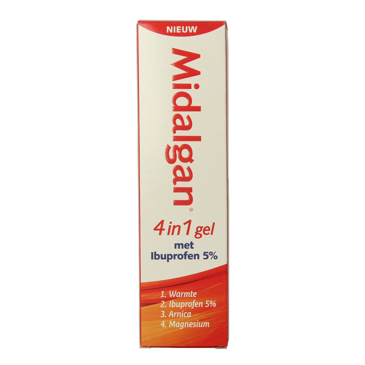 Midalgan 4-in-1 gel with 5% ibuprofen for muscle and joint care, 100 grams, soothing topical pain relief cream.