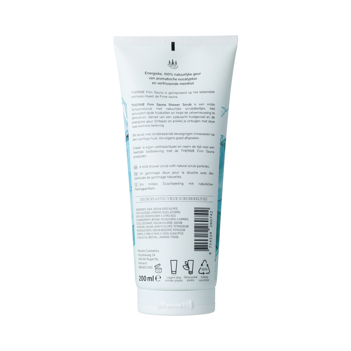 Therme Finn Sauna Shower Scrub in 200ml, a natural exfoliating product for bath and shower use from the Therme brand.