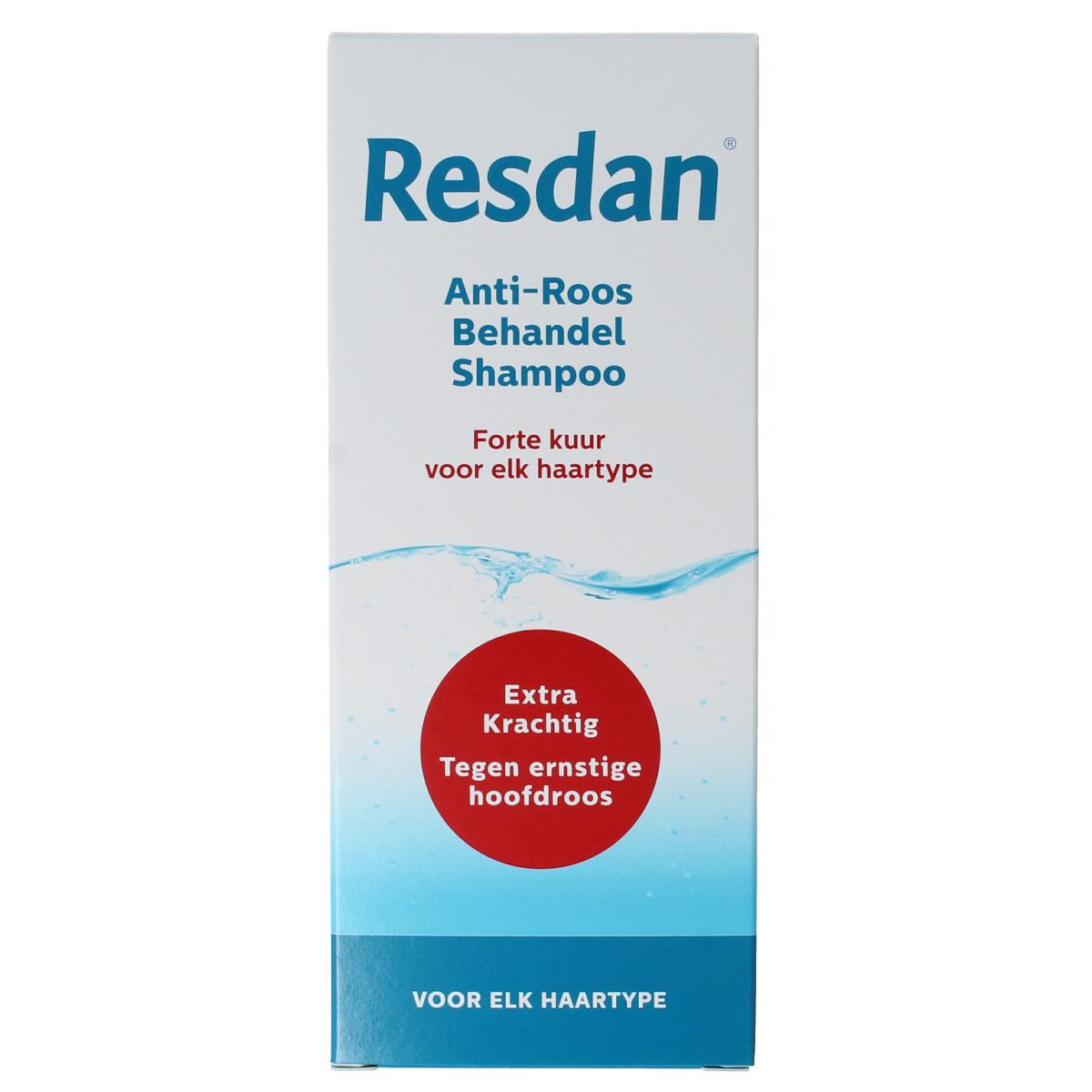Resdan anti-dandruff shampoo bottle, 125ml, for scalp care and dandruff control, in a clear plastic bottle with a pump dispenser.