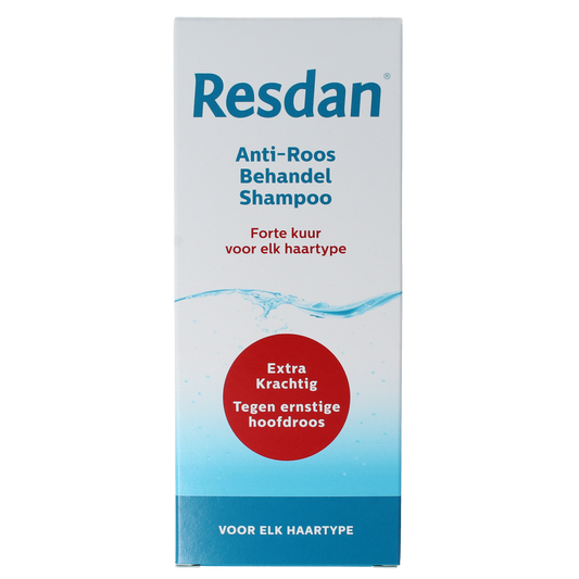 Resdan anti-dandruff shampoo bottle, 125ml, for scalp care and dandruff control, in a clear plastic bottle with a pump dispenser.