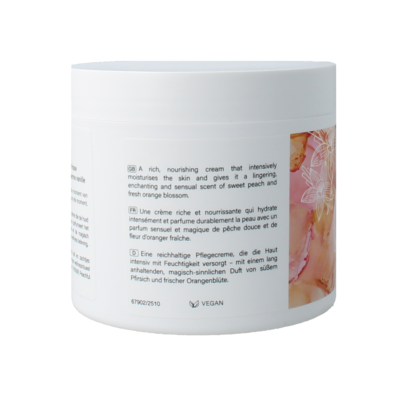 Therme Peachful Sunset body butter in 225g jar, creamy texture with peach and sunset scent, for nourishing skin.