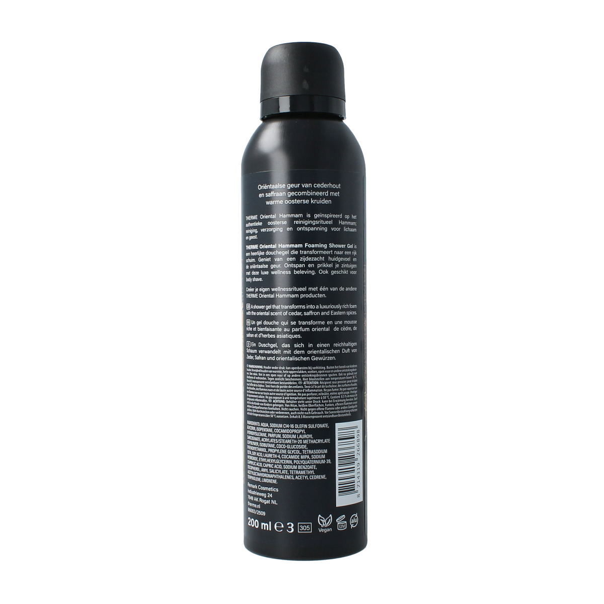 Therme Oriental hammam foaming shower gel in a 200ml bottle, ideal for luxurious bath and shower routines.