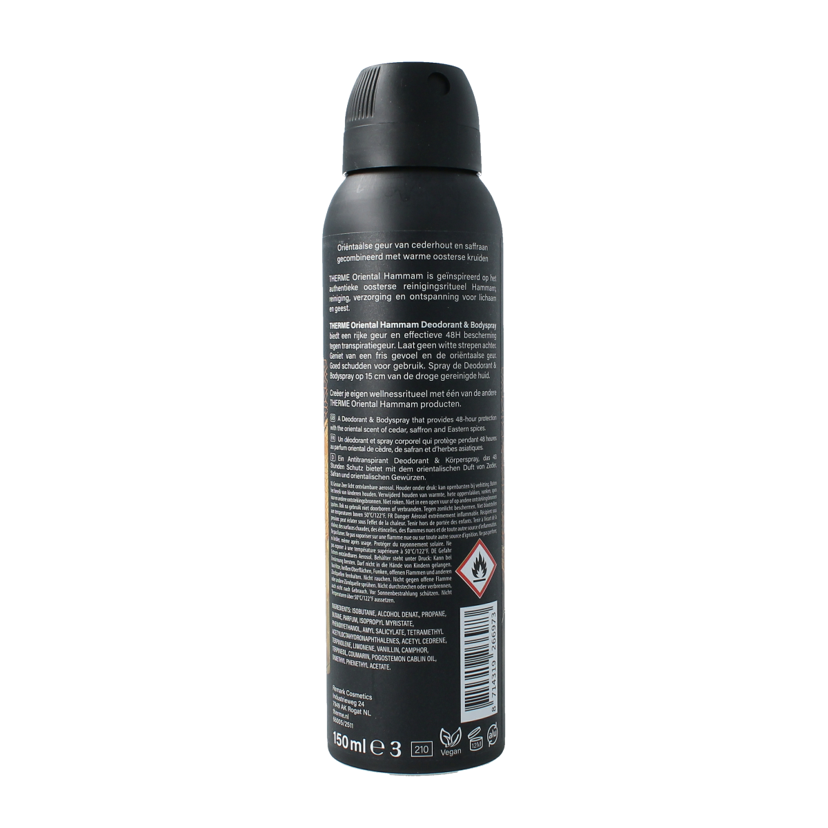 Therme Oriental hammam deodorant and bodyspray 150ml bottle with floral and aromatic design on the label.