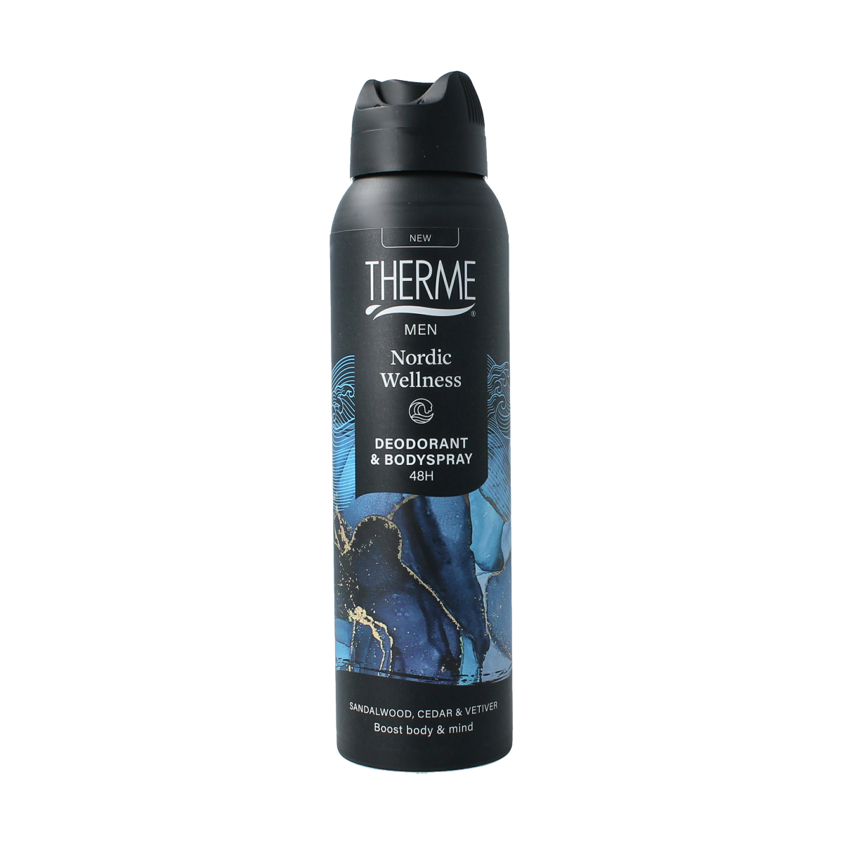 Therme Nordic Wellness deodorant and body spray, 150ml, featuring a sleek bottle with Nordic-inspired design and refreshing scent.