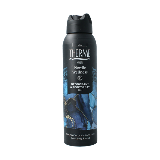 Therme Nordic Wellness deodorant and body spray, 150ml, featuring a sleek bottle with Nordic-inspired design and refreshing scent.