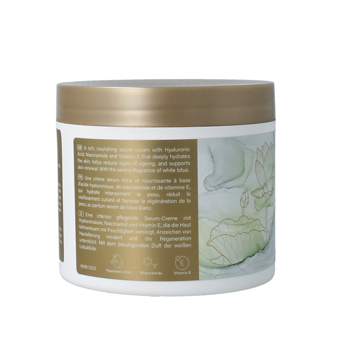 Therme Zen white lotus glow serum body butter in 225g jar, smooth, creamy body moisturizer with white lotus scent.