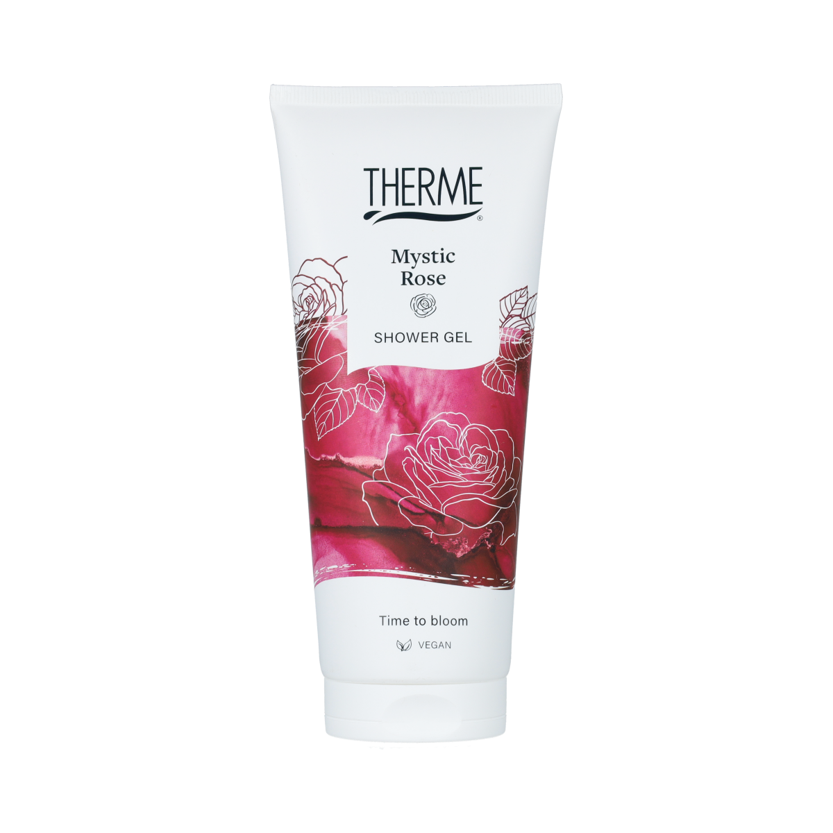 Therme Mystic Rose shower gel in 200ml bottle, with floral label, for luxurious bad en douche use.