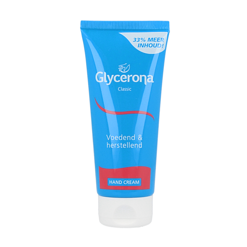 Glycerona Handcreme classic tube, 100ml, moisturizing hand care with smooth, nourishing formula, in a white tube with blue accents.
