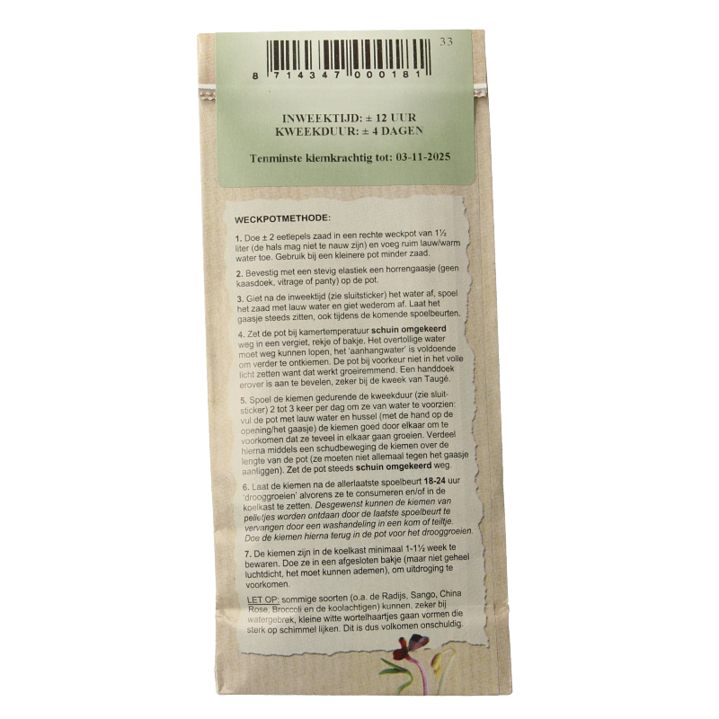 Peuleschil bio aardappelen, groente en fruit, 145 gram, fresh organic potatoes in a clear package.