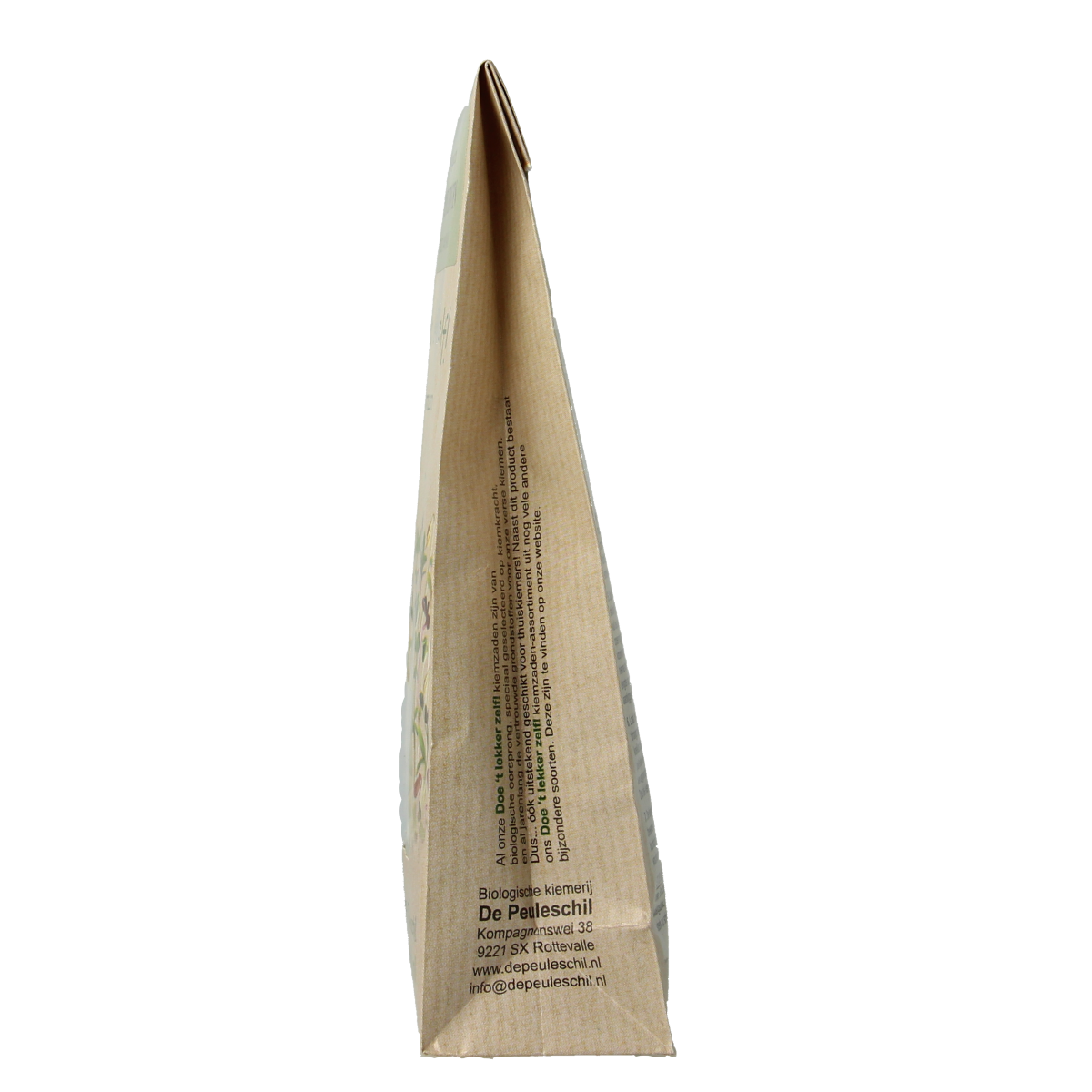 Organic green peas from Peuleschil in a 140g package, fresh and vibrant, part of vegetable and fruit selection.