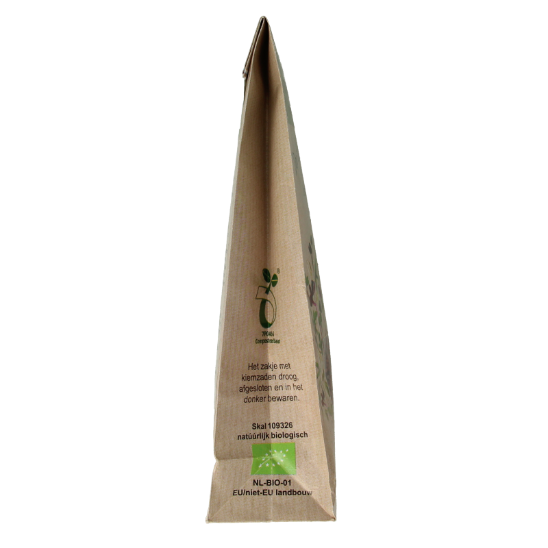Organic Peuleschil Tuinkerszaad seed packet for growing garden fresh tinker herbs, 135 grams, ideal for home vegetable gardening.