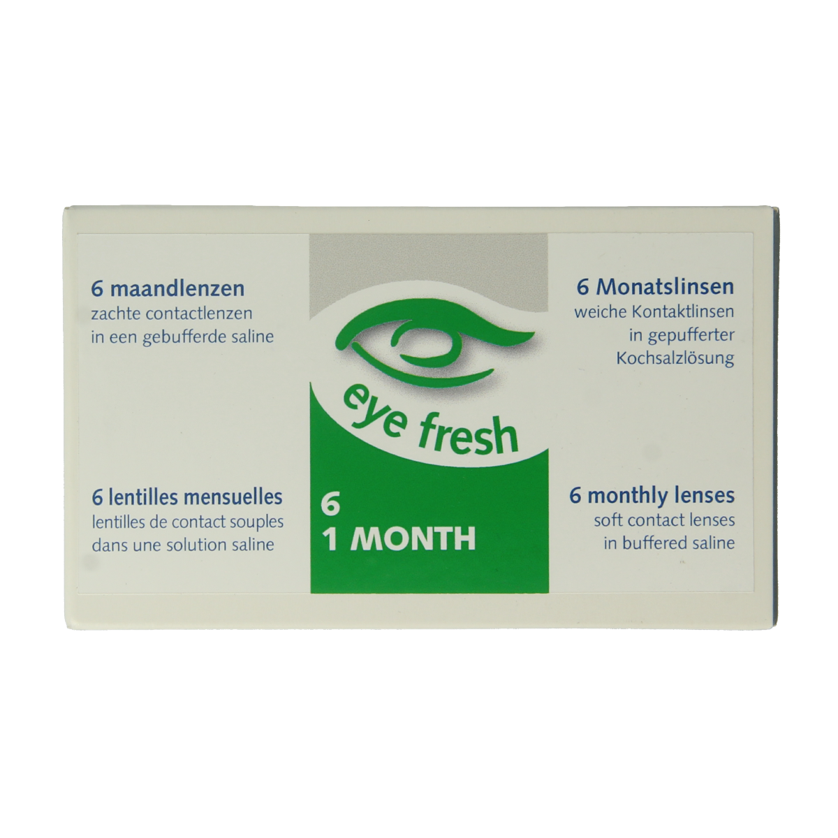 Eyefresh Maandlenzen contact lenses, -4.75 diopters, 6-pack, optiek brand, showing the product packaging and lenses.