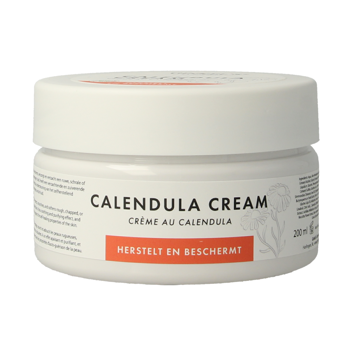 Ginkel's Calendula crème in a 200ml tube, a natural body care product with calendula extract for soothing skin.