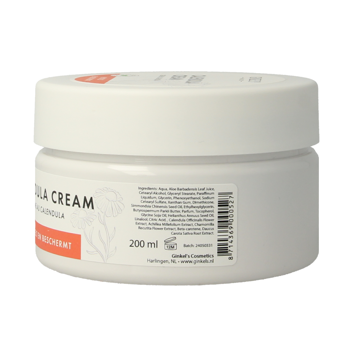 Ginkel's Calendula creme 200ml, moisturizing body care cream with calendula extract, smooths and soothes skin.